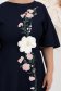 Rochie din stofa elastica bleumarin midi in clos cu detalii brodate accesorizata cu brosa florala 3D - StarShinerS 6 - StarShinerS.ro