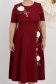 Rochie din stofa elastica visinie midi in clos cu detalii brodate si flori 3D - StarShinerS 4 - StarShinerS.ro