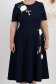 Rochie din stofa elastica bleumarin midi in clos cu detalii brodate si flori 3D - StarShinerS 5 - StarShinerS.ro