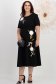 Rochie din stofa elastica neagra midi in clos cu detalii brodate si flori 3D - StarShinerS 3 - StarShinerS.ro