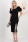 Rochie din stofa elastica neagra midi tip creion cu maneci bufante si aplicatii stralucitoare cu pietre strass - StarShinerS 3 - StarShinerS.ro