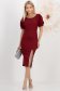 Rochie din stofa elastica visinie midi tip creion cu maneci bufante si aplicatii stralucitoare cu pietre strass - StarShinerS 3 - StarShinerS.ro