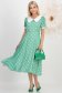 Rochie din satin verde midi in clos cu elastic in talie la spate si guler contrastant cu fir stralucitor - StarShinerS 3 - StarShinerS.ro