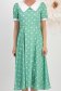 Rochie din satin verde midi in clos cu elastic in talie la spate si guler contrastant cu fir stralucitor - StarShinerS 4 - StarShinerS.ro