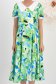 Rochie din satin verde midi in clos cu elastic in talie la spate si guler contrastant cu fir stralucitor - StarShinerS 4 - StarShinerS.ro