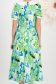 Rochie din satin verde midi in clos cu elastic in talie la spate si guler contrastant cu fir stralucitor - StarShinerS 5 - StarShinerS.ro