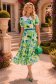 Rochie din satin verde midi in clos cu elastic in talie - StarShinerS 1 - StarShinerS.ro
