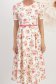 Rochie din stofa elastica crem midi in clos cu accesoriu tip curea imprimata floral - StarShinerS 4 - StarShinerS.ro