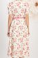Rochie din stofa elastica crem midi in clos cu accesoriu tip curea imprimata floral - StarShinerS 5 - StarShinerS.ro