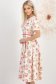 Rochie din stofa elastica crem midi in clos cu accesoriu tip curea imprimata floral - StarShinerS 2 - StarShinerS.ro