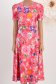 Rochie din stofa elastica roz midi in clos cu accesoriu tip curea imprimata floral - StarShinerS 4 - StarShinerS.ro