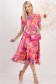 Rochie din stofa elastica roz midi in clos cu accesoriu tip curea imprimata floral - StarShinerS 3 - StarShinerS.ro