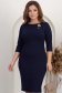 Rochie din jersey dens cu viscoza bleumarin pana la genunchi tip creion accesorizata cu brosa - StarShinerS 2 - StarShinerS.ro