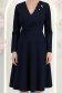 Rochie din jersey cu viscoza bleumarin pana la genunchi in clos cu brosa - StarShinerS 5 - StarShinerS.ro