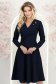 Rochie din jersey cu viscoza bleumarin pana la genunchi in clos cu brosa - StarShinerS 1 - StarShinerS.ro