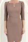 Rochie din stofa  mocha scurta tip creion cu umeri bufanti - StarShinerS 4 - StarShinerS.ro