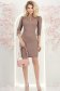 Rochie din stofa  mocha scurta tip creion cu umeri bufanti - StarShinerS 3 - StarShinerS.ro