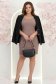 Rochie din stofa mocha scurta tip creion cu umeri bufanti si perle la decolteu - StarShinerS 2 - StarShinerS.ro