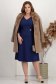 Rochie din stofa elastica bleumarin midi cu croi in A si volanase la maneca - StarShinerS 2 - StarShinerS.ro