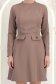 Rochie stofa mocha scurta croi in a cu buzunare in fata - StarShinerS 5 - StarShinerS.ro