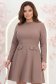Rochie stofa mocha scurta croi in a cu buzunare in fata - StarShinerS 1 - StarShinerS.ro