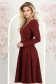 Rochie din stofa visinie midi in clos accesorizata cu inel auriu in talie - StarShinerS 2 - StarShinerS.ro