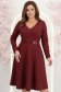 Rochie din stofa visinie midi in clos accesorizata cu inel auriu in talie - StarShinerS 1 - StarShinerS.ro