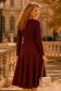 Rochie din stofa visinie midi in clos accesorizata cu inel auriu in talie - StarShinerS 2 - StarShinerS.ro