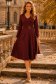 Rochie din stofa visinie midi in clos accesorizata cu inel auriu in talie - StarShinerS 3 - StarShinerS.ro
