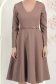 Rochie din stofa mocha midi in clos accesorizata cu inel auriu in talie - StarShinerS 6 - StarShinerS.ro