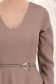Rochie din stofa mocha midi in clos accesorizata cu inel auriu in talie - StarShinerS 5 - StarShinerS.ro