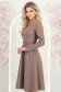 Rochie din stofa mocha midi in clos accesorizata cu inel auriu in talie - StarShinerS 2 - StarShinerS.ro
