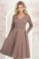 Rochie din stofa mocha midi in clos accesorizata cu inel auriu in talie - StarShinerS 1 - StarShinerS.ro