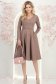 Rochie din stofa mocha midi in clos accesorizata cu inel auriu in talie - StarShinerS 4 - StarShinerS.ro