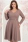Rochie din stofa mocha midi in clos accesorizata cu inel auriu in talie - StarShinerS 1 - StarShinerS.ro