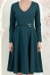 Rochie din stofa albastru petrol midi in clos cu inel auriu in talie - StarShinerS 5 - StarShinerS.ro