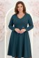 Rochie din stofa albastru petrol midi in clos cu inel auriu in talie - StarShinerS 1 - StarShinerS.ro