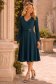 Rochie din stofa albastru petrol midi in clos cu inel auriu in talie - StarShinerS 1 - StarShinerS.ro