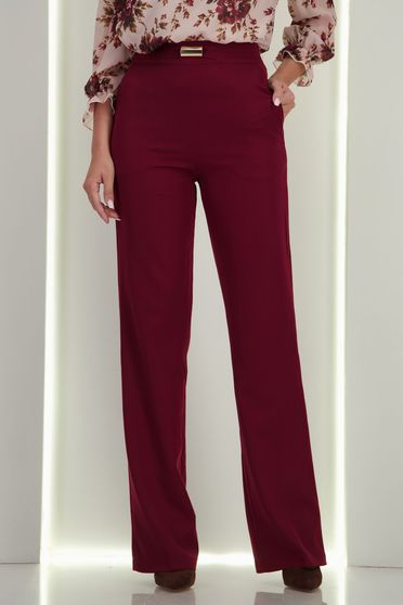 Pantaloni lungi visinii evazati cu buzunare laterale si accesoriu un talie- StarShinerS