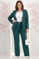 Pantaloni lungi din stofa verde-inchis evazati cu accesoriu in talie - StarShinerS 3 - StarShinerS.ro