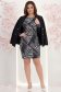 Rochie din stofa elastica neagra cu un croi drept si maneci din voal- StarShinerS 2 - StarShinerS.ro