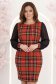 Rochie din stofa elastica rosie cu un croi drept si maneci din voal- StarShinerS 1 - StarShinerS.ro