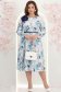 Rochie din stofa elastica albastra-deschis midi in clos accesorizata cu brosa florara si curea detasabile- StarShinerS 2 - StarShinerS.ro