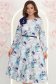 Rochie din stofa elastica albastra-deschis midi in clos accesorizata cu brosa florara si curea detasabile- StarShinerS 1 - StarShinerS.ro