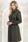 Palton din piele ecologica khaki cu un croi drept accesorizat cu cordon 2 - StarShinerS.ro