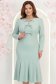 Rochie din stofa elastica mint midi in clini accesorizata frontal cu fundite si pietre strass - StarShinerS 1 - StarShinerS.ro