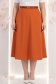 Fusta din stofa maro midi in clos cu accesoriu tip curea - StarShinerS 2 - StarShinerS.ro