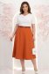 Fusta din stofa maro midi in clos cu accesoriu tip curea - StarShinerS 1 - StarShinerS.ro