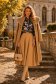 Fusta din stofa mocha midi in clos cu accesoriu tip curea - StarShinerS 2 - StarShinerS.ro