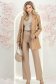 Palton tip trench din piele ecologica bej cambrat cu elastic in talie 4 - StarShinerS.ro